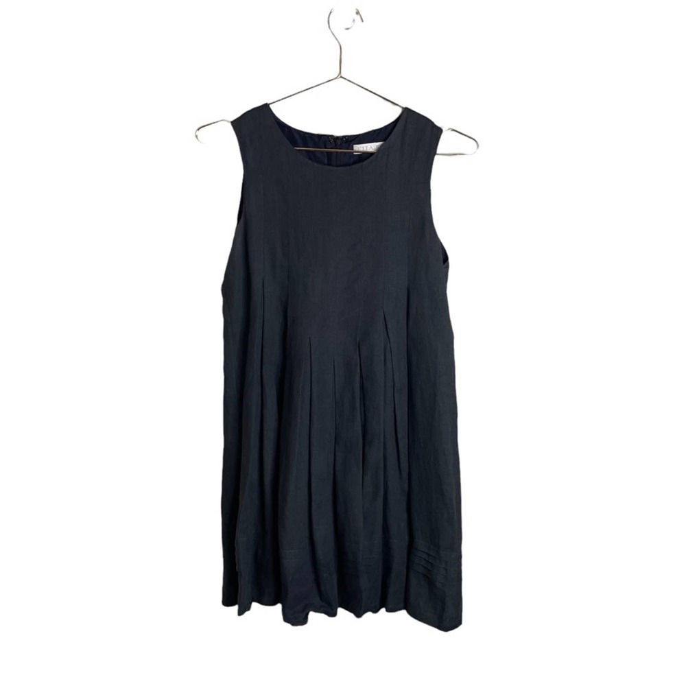 Ulla Johnson Shift Dress Pleated Sleeveless Round Neck Back Zip Black Size 4